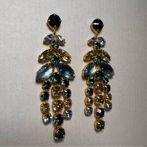 Elegant Gold and Blue Statement Earrings